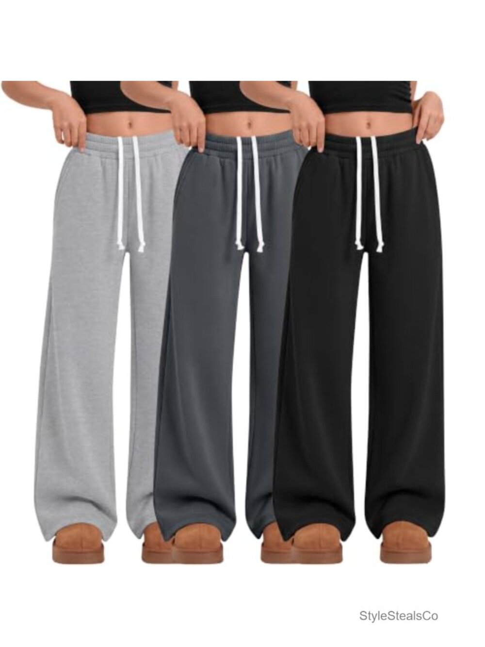 3 Pack Girls Wide Leg Sweatpants Baggy Pants